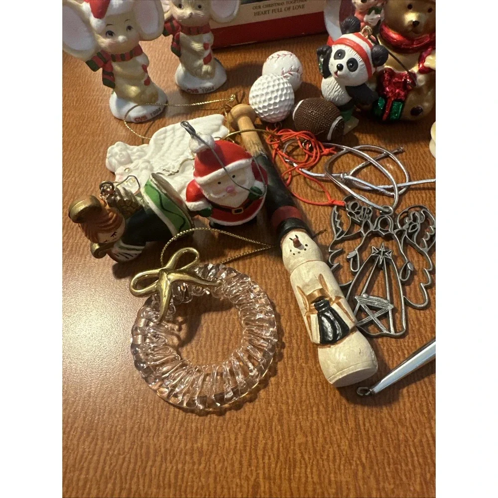 Lot Of 1990's &‎ Early 2000's Christmas Vtg Ornaments: M&Ms, Mice, Sports